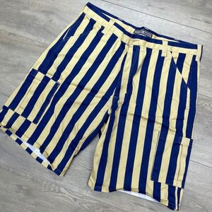 Game Bibs Cargo Shorts Mens 38 Blue Gold Striped Fan Apparel Gameday